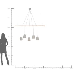 KARE Design Lampadario dal design moderno in legno e cemento - Dining Concrete cinque - KARE> Lampadari E Lampade A Sospensione
