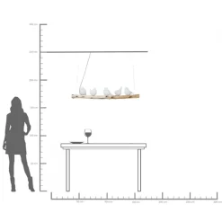 KARE Design Lampadario di design con asta in legno e 5 punti luce in ceramica a forma di uccellini - Animal Dining Birds - KARE> Lampadari E Lampade A Sospensione