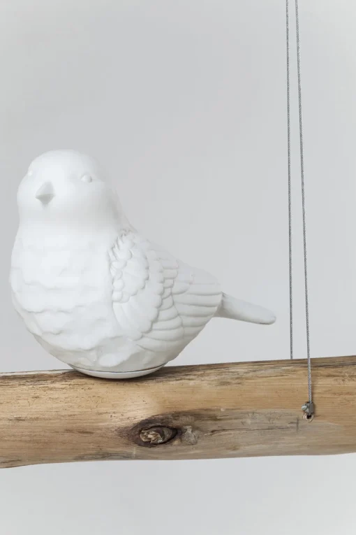KARE Design Lampadario di design con asta in legno e 5 punti luce in ceramica a forma di uccellini - Animal Dining Birds - KARE> Lampadari E Lampade A Sospensione