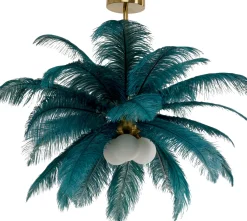 KARE Design Lampadario Feather Palm verde Ø87cm - KARE> Lampadari E Lampade A Sospensione