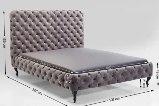 KARE Design Letto Desire 180x200 Cm Grigio Argento - KARE> Letti
