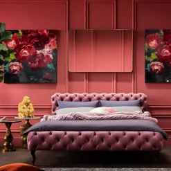 KARE Design Letto Desire 180x200cm Velluto Rosa - KARE> Letti