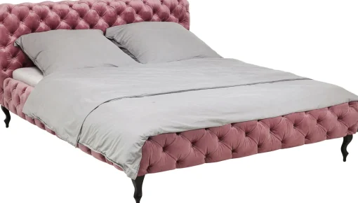 KARE Design Letto Desire 180x200cm Velluto Rosa - KARE> Letti