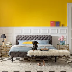 KARE Design Letto Desire 160x200cm Velluto Grigio Argento - KARE> Letti