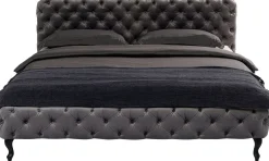 KARE Design Letto Desire 160x200cm Velluto Grigio Argento - KARE> Letti