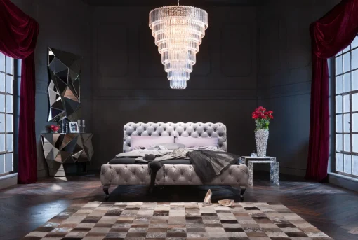 KARE Design Letto Desire 160x200cm Velluto Grigio Argento - KARE> Letti