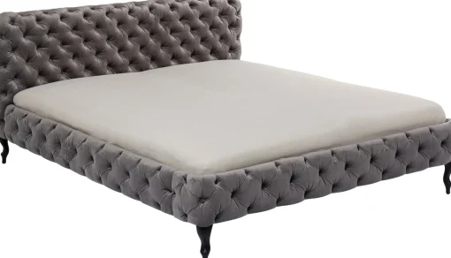 KARE Design Letto Desire 160x200cm Velluto Grigio Argento - KARE> Letti