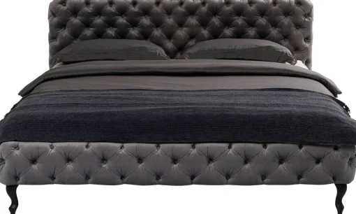KARE Design Letto Desire 180x200cm Velluto Grigio Argento - KARE> Letti