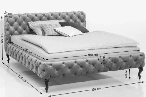 KARE Design Letto Desire 180x200cm Velluto Grigio Argento - KARE> Letti