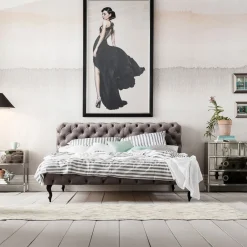 KARE Design Letto Desire 200x200cm Velluto Grigio Argento - KARE> Letti