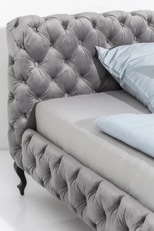 KARE Design Letto Desire 200x200cm Velluto Grigio Argento - KARE> Letti