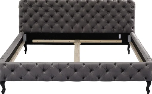 KARE Design Letto Desire 200x200cm Velluto Grigio Argento - KARE> Letti