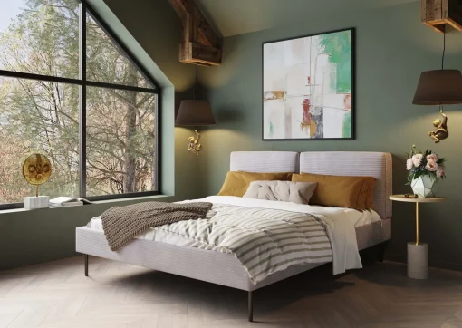 KARE Design Letto East Side velluto a coste grigio 160x200 - KARE> Letti