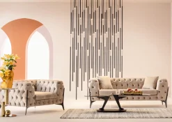 KARE Design Poltrona Bellissima Velvet taupe 120cm - KARE></noscript> Poltrone
