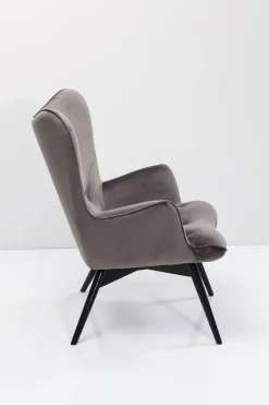 KARE Design POLTRONA BLACK VICKY VELLUTO GRIGIO - KARE> Poltrone