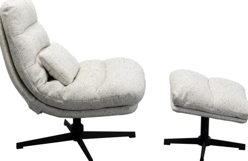 KARE Design Poltrona girevole + sgabello Columbia - KARE> Poltrone