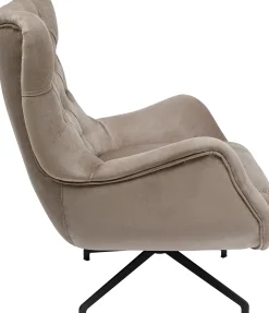 KARE Design Poltrona girevole Bellissima velluto beige - KARE> Poltrone