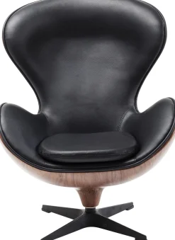 KARE Design Poltrona Girevole Lounge Nero/Noce - KARE> Poltrone
