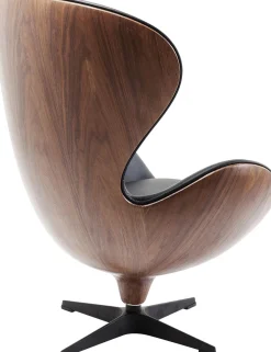 KARE Design Poltrona Girevole Lounge Nero/Noce - KARE> Poltrone