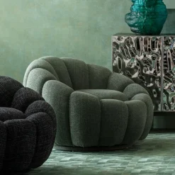 KARE Design Poltrona girevole Peppo Bloom Melange Verde - KARE> Poltrone