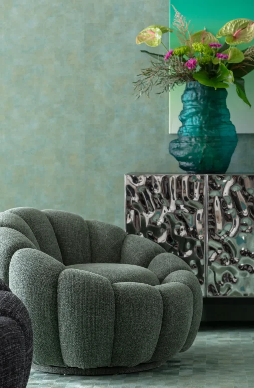 KARE Design Poltrona girevole Peppo Bloom Melange Verde - KARE> Poltrone