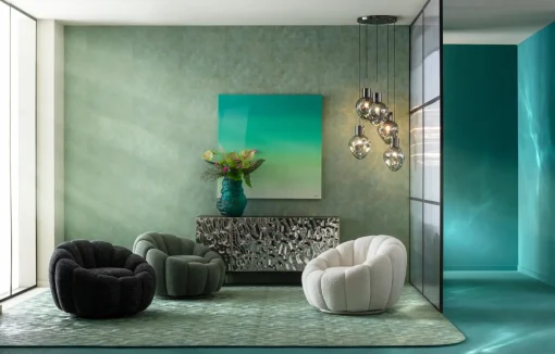 KARE Design Poltrona girevole Peppo Bloom Melange Verde - KARE> Poltrone