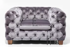 KARE Design Poltrona velluto "My Desire" stile Chesterfield grigio argento - KARE> Poltrone