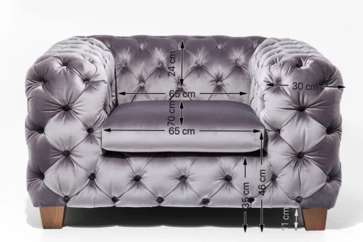 KARE Design Poltrona velluto "My Desire" stile Chesterfield grigio argento - KARE> Poltrone