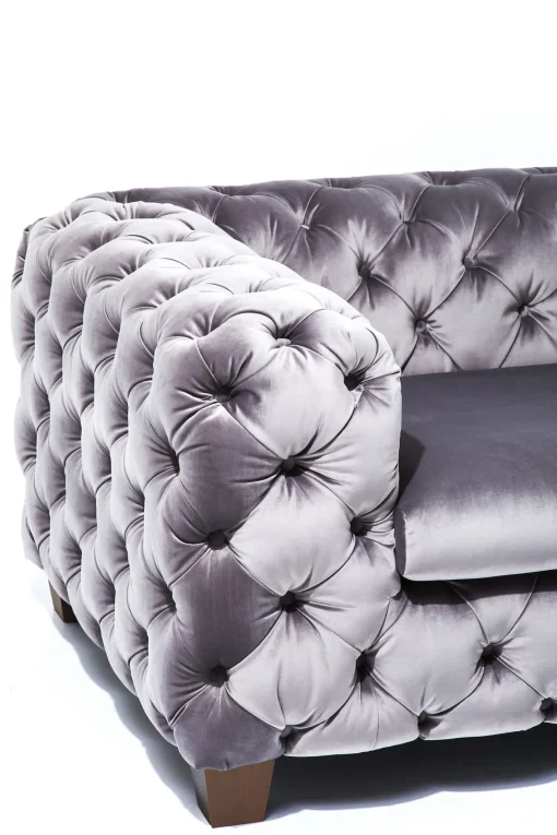 KARE Design Poltrona velluto "My Desire" stile Chesterfield grigio argento - KARE> Poltrone