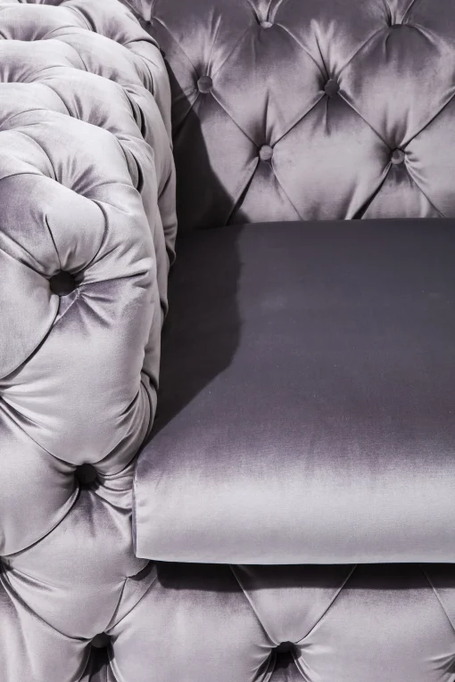KARE Design Poltrona velluto "My Desire" stile Chesterfield grigio argento - KARE> Poltrone