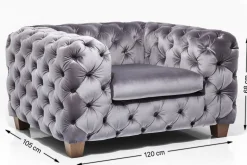 KARE Design Poltrona velluto "My Desire" stile Chesterfield grigio argento - KARE></noscript> Poltrone