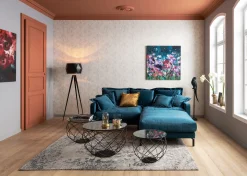 KARE Design Pouf poggiapiedi vellutato "Discovery" 100x100cm in color petrolio - KARE></noscript> Pouf