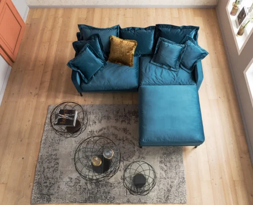 KARE Design Pouf poggiapiedi vellutato "Discovery" 100x100cm in color petrolio - KARE> Pouf