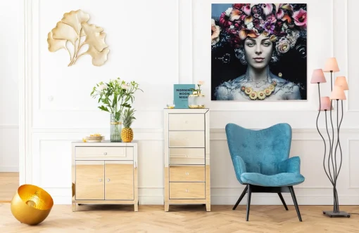 KARE Design Quadro in vetro Flower Art Lady 120x120cm - KARE> Quadri