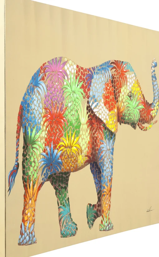 KARE Design Quadro Ritoccato Di Olio Flower Elefant 90x120cm - KARE> Quadri