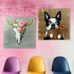 KARE Design Quadro ritoccato di olio Cane con Ananas 80x80 cm - KARE></noscript> Quadri