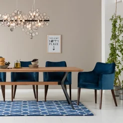 KARE Design SEDIA CON BRACCIOLI MODE VELLUTO PETROLIO - KARE> Sedie
