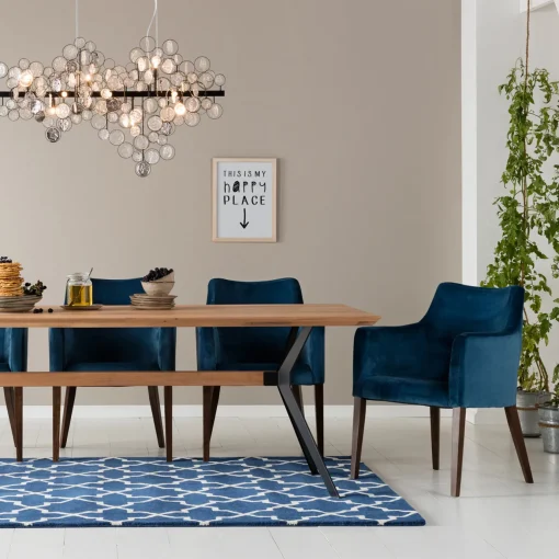 KARE Design SEDIA CON BRACCIOLI MODE VELLUTO PETROLIO - KARE> Sedie