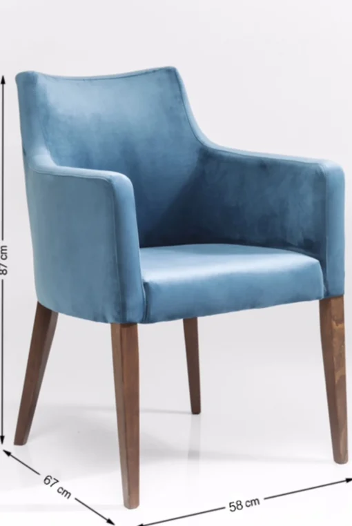 KARE Design SEDIA CON BRACCIOLI MODE VELLUTO PETROLIO - KARE> Sedie