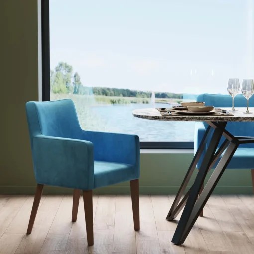 KARE Design SEDIA CON BRACCIOLI MODE VELLUTO PETROLIO - KARE> Sedie