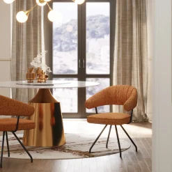 KARE Design Sedia girevole Arabella arancione - KARE> Sedie