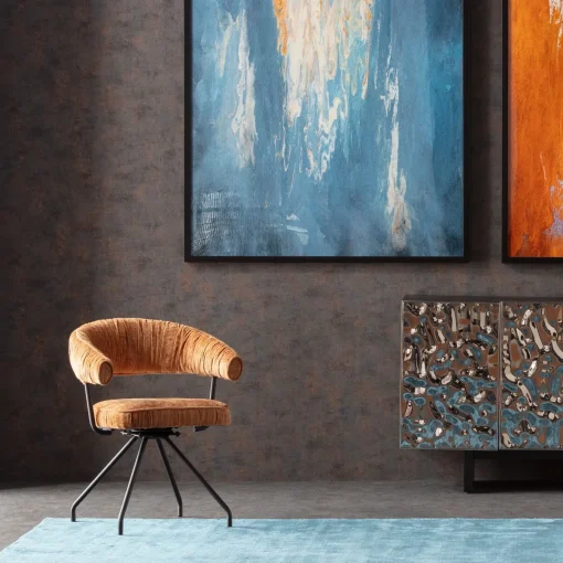 KARE Design Sedia girevole Arabella arancione - KARE> Sedie