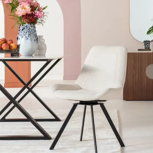 KARE Design Sedia girevole Baron crema - KARE> Sedie