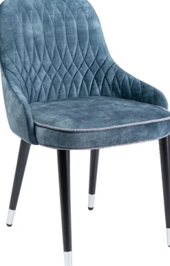 KARE Design Sedia imbottita "Catania" in velluto blu trapuntata con gambe in legno massello - KARE></noscript> Sedie