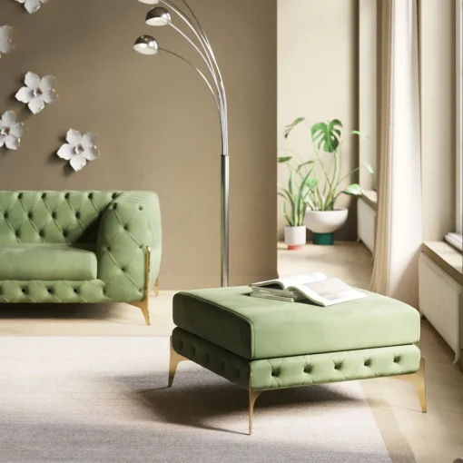 KARE Design Sgabello Bellissima velluto verde 80 - KARE> Pouf