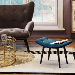 KARE Design Sgabello Black Vicky velluto petrolio 59x37cm - KARE> Sgabello|Pouf