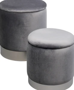 KARE Design Sgabello Cherry Storage grigio argento (2/Set) - KARE></noscript> Pouf