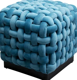 KARE Design Sgabello Weave Square blu 47x47cm - KARE></noscript> Pouf