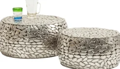KARE Design TAVOLINO DA CAFFÈ PEBBLES DELUXE ARGENTO (2/SET) - KARE> Tavolo Basso