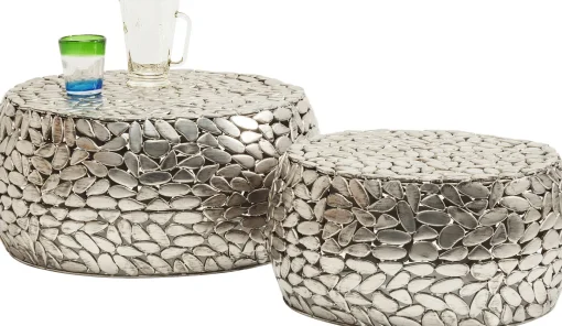 KARE Design TAVOLINO DA CAFFÈ PEBBLES DELUXE ARGENTO (2/SET) - KARE> Tavolo Basso